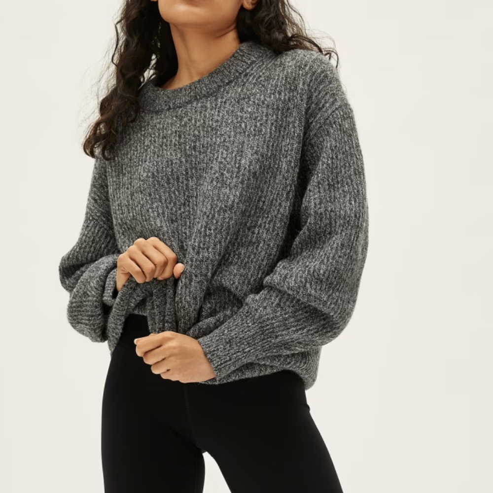 Everlane Cocoon Crew in Alpaca, Charcoal Twist, XS
